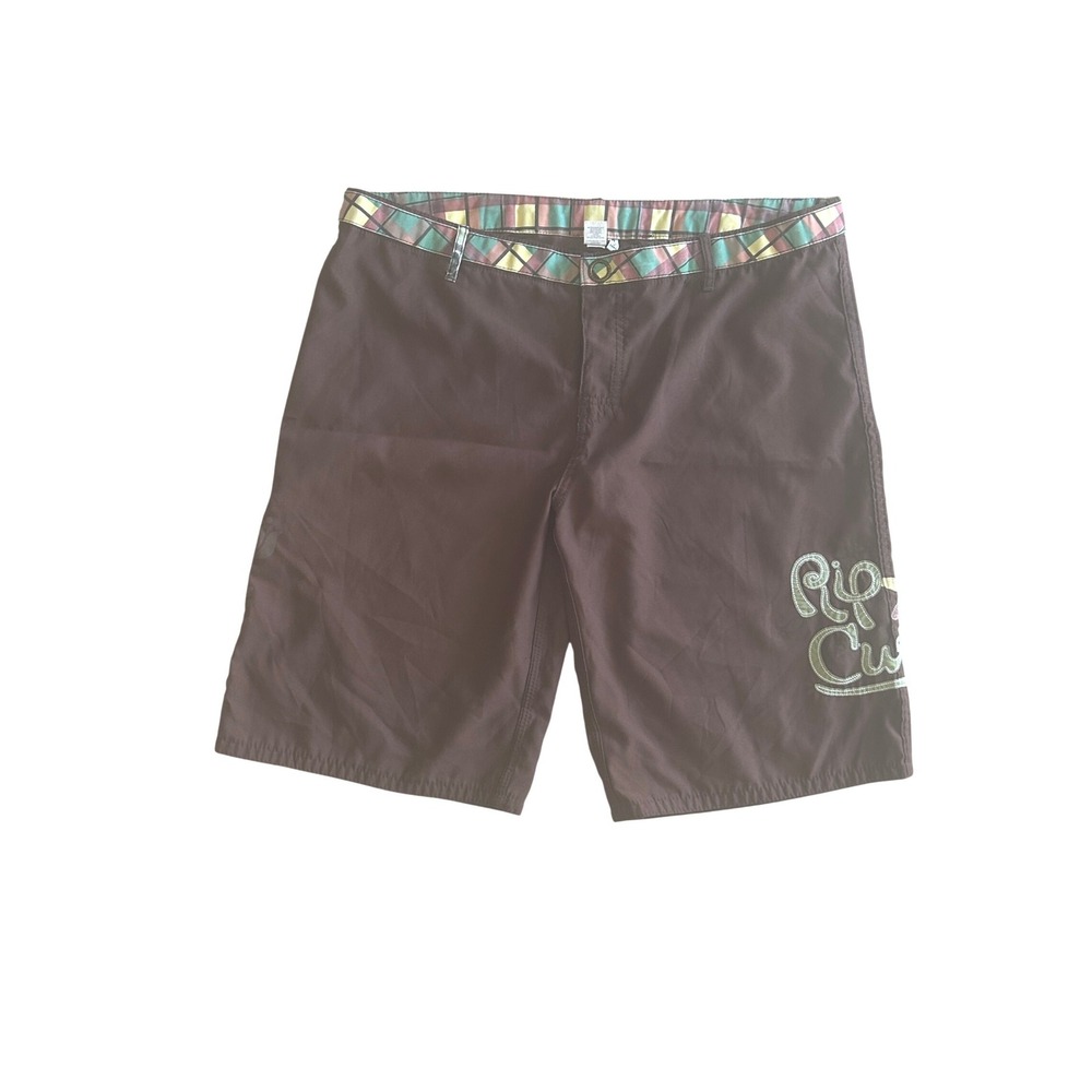 Rip Curl Board Shorts Y2K Plaid Patchwork Size 9 Surf Skate Swim Retro Beachy